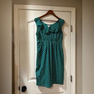 Motherhood maternity dress polka dot green/ white